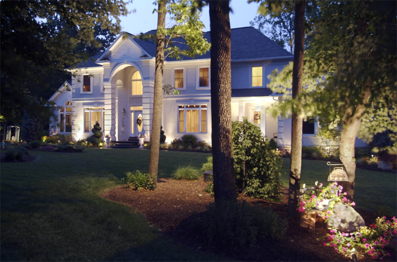 Outdoor lighting in front of house