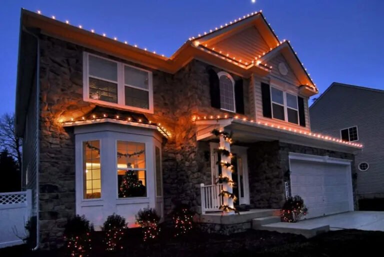 home with professionally installed holiday lighting