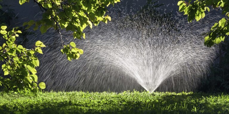 lawn sprinkler system turned on 